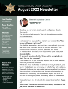 August 2022 Spokane County Sheriff Chaplain Newsletter